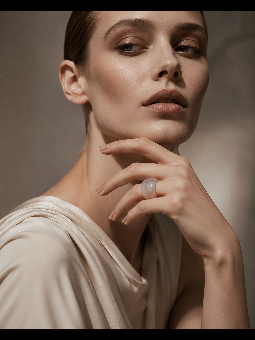 Source Unknown White Dome Gemstone Ring - Women Jewelry
